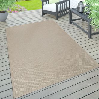 Paco Home Paco Home - Alfombra Interior Exterior Terraza Balc&oacute;n Intemperie Lisa Estructura 140x200 Cm, Beige