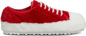 Marni two-tone faux-fur sneakers - men - Polyester/Rubber/Calf Leather - 45 - Red