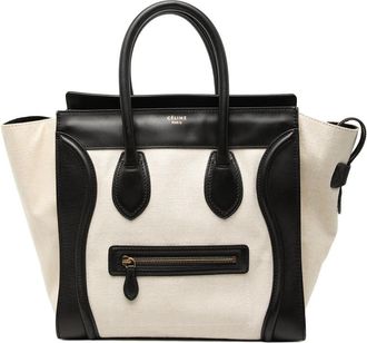 Celine Pre-owned Celine Mini Bicolor Canvas and Leather Luggage Tote Ladies S-AT-111
