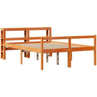 vidaXL Estructura Cama Con Cabecero Madera Pino Marr&oacute;n Cera 135x190 Cm Vidaxl