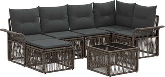 vidaXL Conjunto De Sof&aacute;s De Jard&iacute;n 7 Uds. Gris Rat&aacute;n Sint&eacute;tico Vidaxl