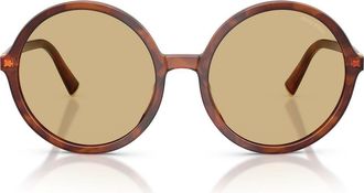 Miu Miu 59mm Gradient Round Sunglasses in Striped Tobacco /Yellow at Nordstrom