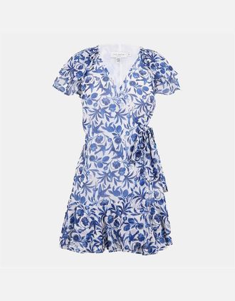 Ted Baker Womens Woven V-Neck Mini Wrap Dress - Blue - Size: 10 s