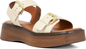 Dune London Womens Ladies Luno - Double Strap Flatform Sandals - Beige Leather - Size UK 3