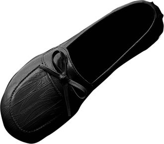 Generic Black Ladies Casual Round Toe Shoes Slip-On Type with Bow Feature and Low Heel for Stylish Comfort