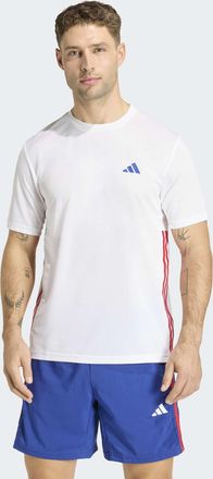 adidas T-Shirt ADIDAS PERFORMANCE WORKOUT ESSENTIALS BASE 3-STREIFEN, Herren, Gr. XXL, wei&szlig;, better scarlet, Obermaterial: 100% Polyester, Rundhals, Shirts T