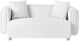 Beliani Sof&aacute; 2 Plazas Moderno Apartamento Tapizado Patas De Madera De Caucho Tejido Blanco Lillerod