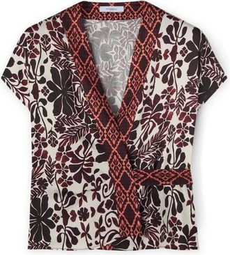 Motivi Boho print kimono blouse - Dames - Blouses - Bruin - M - Overhemden