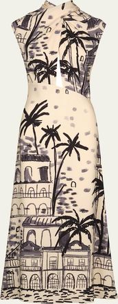 Johanna Ortiz Interdimensional Silk Crisscross Cap-Sleeve Maxi Dress