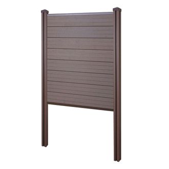 Hhg [nunca Usado] Wpc Pantalla De Privacidad Sarthe, Valla Cortavientos, Wpc Poste Para Fijar En Hormig&oacute;n, Elemento De Base Estrecha, 105cm Marr&oacute;n