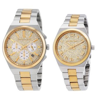 Michael Kors Lennox Chronograph Quartz Pave Two-Tone Watch Set MK7503SET