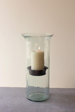 Kalalou Original Glass Candle Cylinder W Rustic Insert - Large