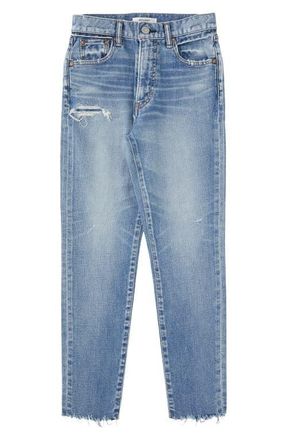 Moussy Hammond Raw Hem Crop Skinny Jeans in Light Blue at Nordstrom, Size 23
