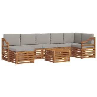 vidaXL Conjunto De Sof&aacute;s De Exterior 8 Pcs Gris Natural Y Claro Vidaxl