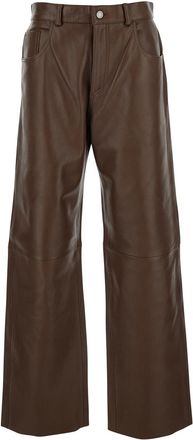 Haikure bonnie Brown Five-pocket Trousers With Belt Loops In Leather Woman
