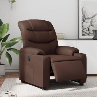 vidaXL Sill&oacute;n Reclinable El&eacute;ctrico De Cuero Sint&eacute;tico Marr&oacute;n Vidaxl