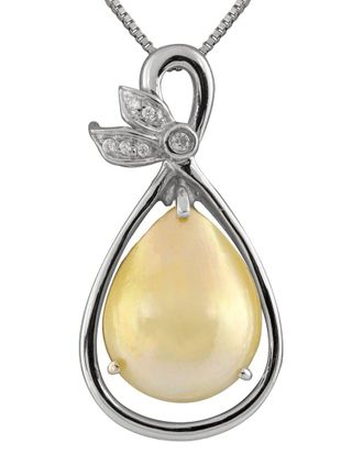 Splendid Pearls Silver 8-9Mm Pearl Cz Pendant