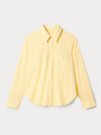 Good American Womens Poplin Classic Boxy Shirt | Butterbeam Stripe, Size Medium | Good American by Khlo&Egrave; Kardashian