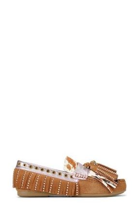 Kurt Geiger Genuine Calf Hair Tassel Fringe Loafer in Tan Comb at Nordstrom Rack, Size 7.5