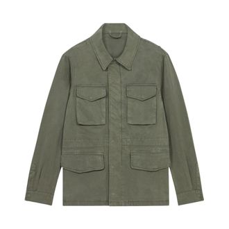 Brooks Brothers Military katoenmix field jacket - Heren - Zomerjassen - Groen - L - Katoen - Jassen