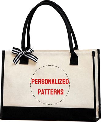 Generic Personalized Gifts for Women and Best Friends - Jute Canvas Tote Bag, Reusable Grocery Bag, Custom Bags for Christmas Birthday Gifts Holiday - 43CM*30