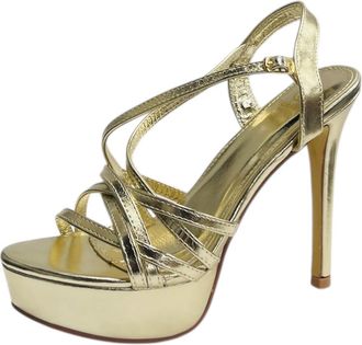 Generic Womens Platform High Heel Wedding Prom Party Ankle Strap Going Out Fashion Shoes (Gold, UK Footwear Size System, Adult, Women, Numeric, Medium, 6.5)