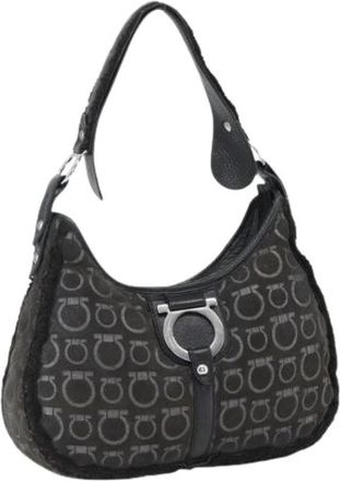 Ferragamo Pre-owned Katoenen Schoudertas - Dames - Vintage Schoudertas - Zwart - ONE Size - Katoen - Vintage