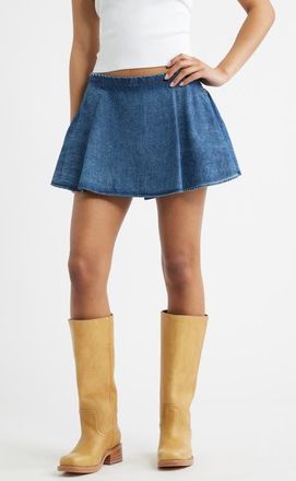 Free People Paradise Denim Skort in Mid Indigo at Nordstrom, Size X-Large