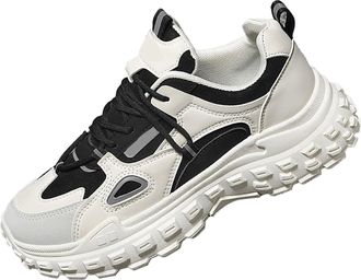 Generic Mens Sports Shoes Korean Version Chunky Casual Sneakers Breathable Soft Cushioned Footbed Walking Shoes, Non-Slip Lace-Up Fashion Trainers Outdoor Jog