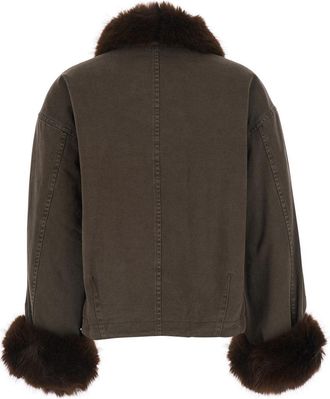 Pinko Womens Jacket Fox Effect Brown Cotton Coat