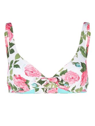 Twin-Set floral bikini top - women - Polyamide/Spandex/Elastane/Polyamide/Spandex/Elastane - 3-D - Neutrals