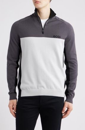 BOSS Hydro-X Water-Repellent Golf Half Zip Pullover in Light Grey at Nordstrom, Size Xx-Large