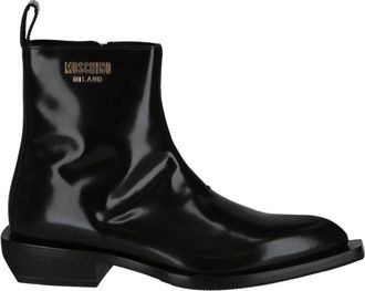 Moschino Gold Lettering Logo Ankle Boots