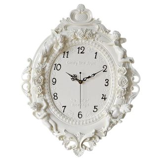 OEM 1 Reloj De Pared, Resina, Dise&ntilde;o De &Aacute;ngel, Movimiento De Cuarzo Silencioso, Para Sala De Estar, Dormitorio, Hotel O Restaurante