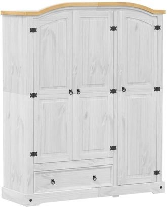 vidaXL Wardrobe Corona White 151.5x52x186 cm Solid Wood Pine vidaXL