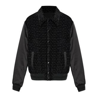 Balmain Bomber Jackets, male, Black, Size: 3XL Jacket with velvet finish