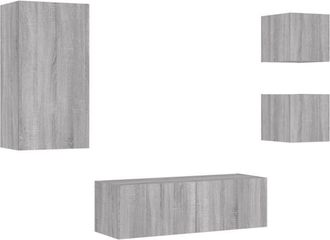 vidaXL Vidaxl - 4 Piece tv Wall Cabinets with led Lights Grey Sonoma