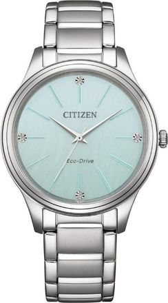 Citizen Eco-Drive Crystal Green Dial Ladies Watch EM1220-58Y