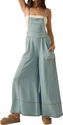 Promesa Denim Wide-Leg Overall Jumpsuit In Light Chambray