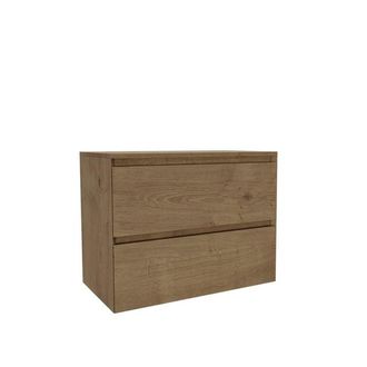 Saniclass Holz Pure Badkamermeubelset - 80x45x60cm - topblad - zonder kraangaten - 2 lades - Eiken Natural