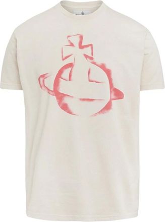 Vivienne Westwood Stencil Classic Beige T-Shirt - Heren - T-shirts - Beige - S - Katoen - Tops