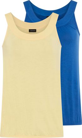 Laura Scott Tanktop LAURA SCOTT, Damen, Gr. 32/34, royalblau, gelb, Single Jersey, Obermaterial: 95% Viskose, 5% Elasthan, unifarben, figurbetont h&uuml;ftlang, Rundha