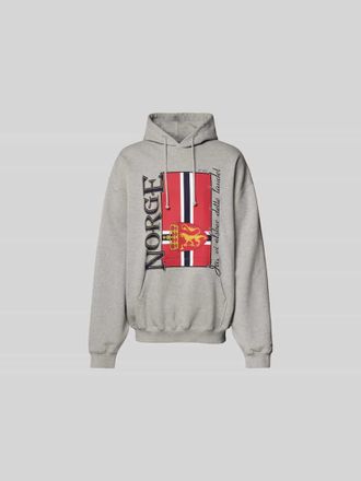 VETEMENTS Oversized Hoodie mit Motiv-Print in Mittelgrau, Gr&ouml;&szlig;e XL