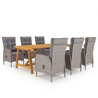 vidaXL Juego De Comedor De Jard&iacute;n De 7 Piezas Gris Vidaxl
