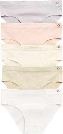 Danskin Assorted 5-Pack Laser Cut Seamless Rib Hipster Panties in Charcoal Sky/Coconut at Nordstrom Rack, Size X-Large