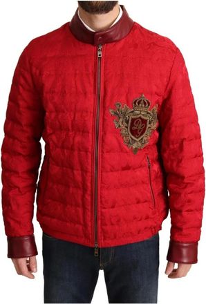 Dolce & Gabbana Brocade Bomber Jacket - Heren - Bomber jackets - Rood - M - Jassen