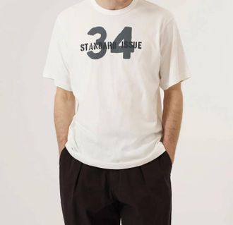 Universal Works Single Jersey 34 Printed Core Tee In Ecru