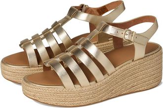 FitFlop PLATFFORMS Espadrille Leather Fisherman Wedge Sandals Womens Wedge Shoes Platino : 10 M (B)