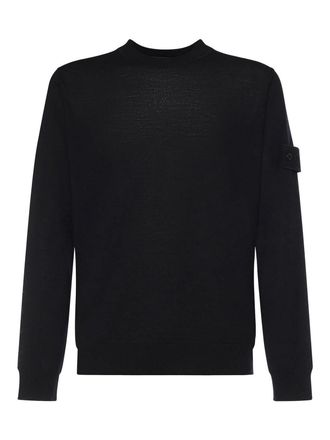 Stone Island Crewneck Wool Sweater With Logo
