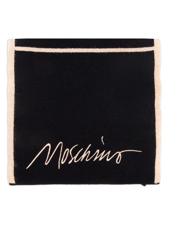 Moschino embroidered ribbed scarf - unisex - Acrylic/Wool/Nylon/Mohair - One Size - Black